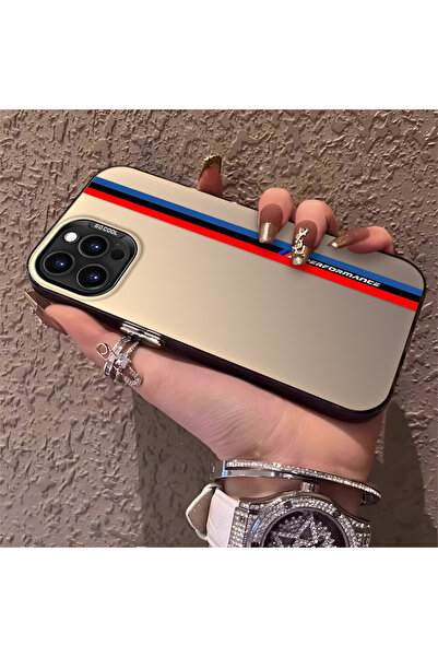 CHICASELUX iPhone 13 Pro ile Uyumlu Araba Logosu Silikon Kenar Sert Arka Anti...