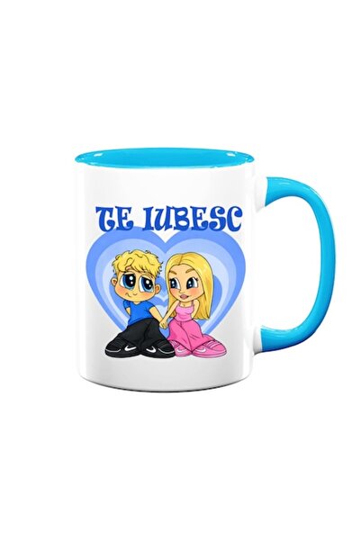 OEM Mug for Lovers with Message: I Love You, Cartoon, Blue Model, White with ...