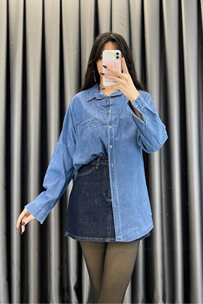 Tmptekstil Single Pocket Silver Button Denim Shirt - Dark Blue Dark Blue