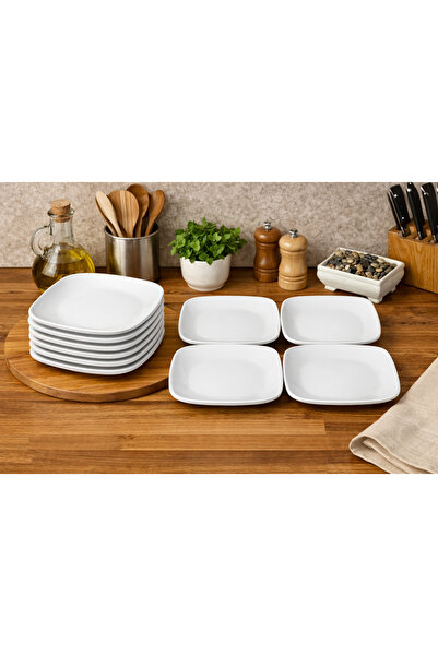 BİODATA 17 cm Oval Square Serving Plate Melamine Dessert Presentation Plate S...