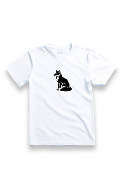 ROLY Tricou bumbac cu design cu vulpe, alb, mărimea S
