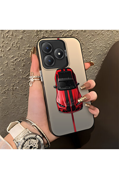 Hontinga حافظة متوافقة مع هاتف Realme C63 BMW منقوش ذات حافة من السيليكون وظه...