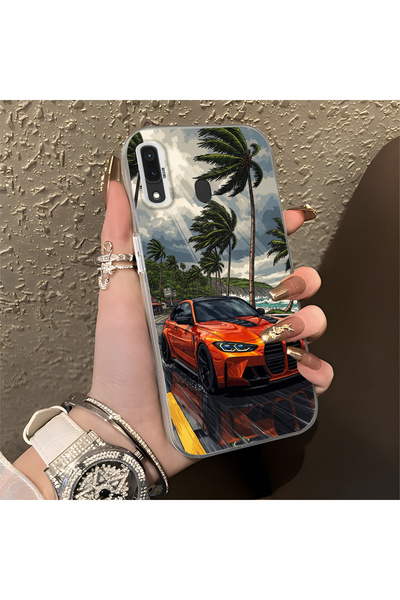 Hontinga حافظة سيليكون متوافقة مع هاتف سامسونج جالاكسي A20 ذات حافة صلبة ومضا...