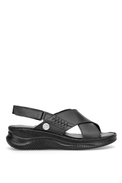 Mammamia D26YS-5320 Дамски сандали с платформа от естествена кожа, черни