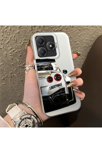 Hontinga حافظة متوافقة مع هاتف Realme C63 BMW منقوش ذات حافة من السيليكون وظه...