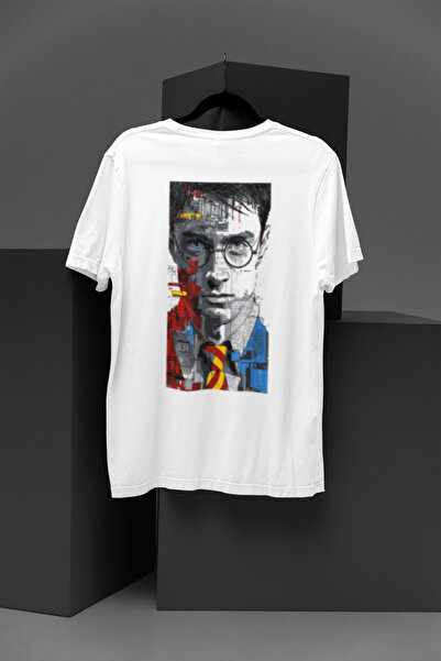 MG تي شيرت POTER FİLム CHARACTER مطبوع برقبة دائرية من القطن قطن مقاس VERSIZE ...