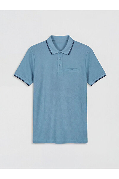 LC Waikiki Mavi Polo Yaka Erkek Penye Tişört
