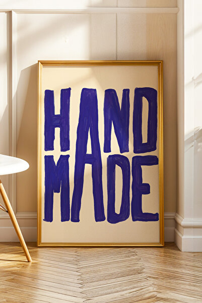 ArtDropsco Mavi El Yazısı Tipografi Poster Modern Yazılı Duvar Dekoru Çerçevesiz