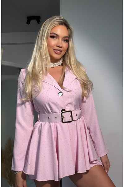 Pretty Women's jumpsuit with rhinestones and belt