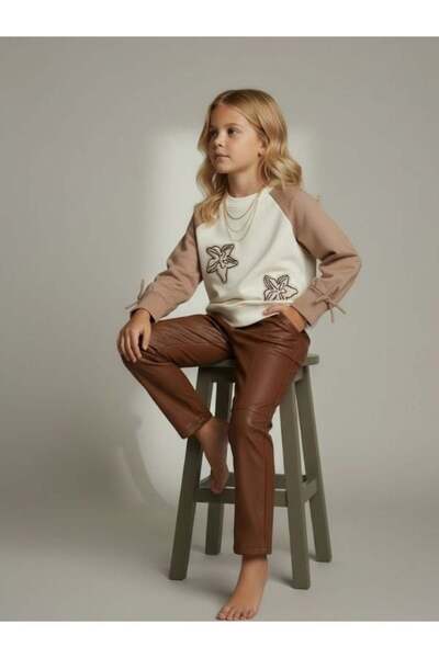 Zekids Girl's Floral Print Stone Design Sweatshirt