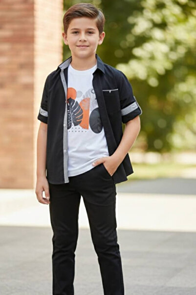 Trend Mix Kids Σετ δύο τεμαχίων για αγόρια, μπλούζα και πουκάμισο με αναδιπλο...