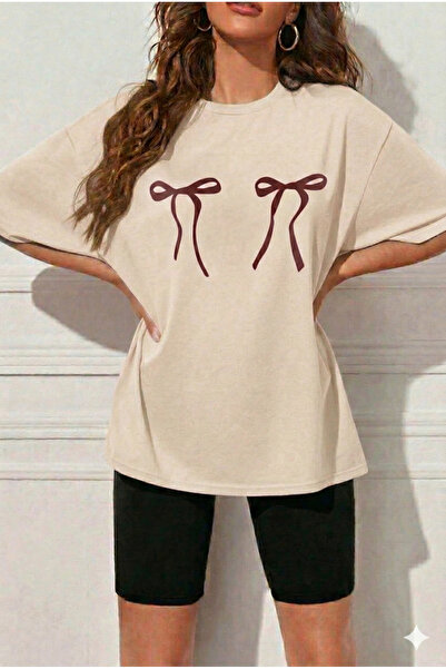 WOODROFFE Women's Bowknot Printed Oversized T-Shirt Leggings Set Loose Combin...