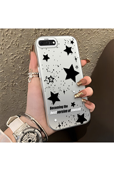 Hontinga iPhone 8 Plus Compatible Stars Patterned Silicone Edge Hard Back Ant...