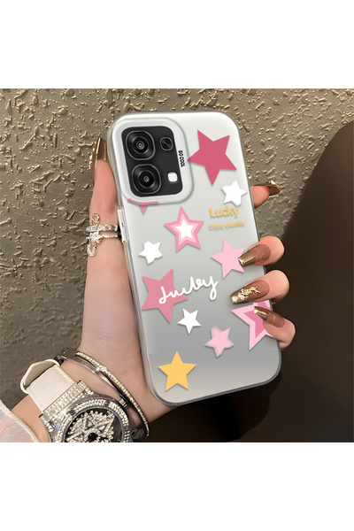 Hontinga حافظة هاتف OPPO A6 Pro 4G متوافقة مع نجوم ملونة من السيليكون ذات حاف...