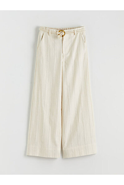 LC Waikiki Rmz Gi̇yi̇m Farkiyla Striped Girls' Trousers with Waist Cord