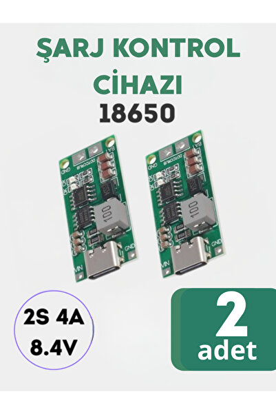 RoboPazar 2-adet BMS 2S 4A Şarj Kontrol Modülü – 18650 Li-Ion İçin (Type-C)