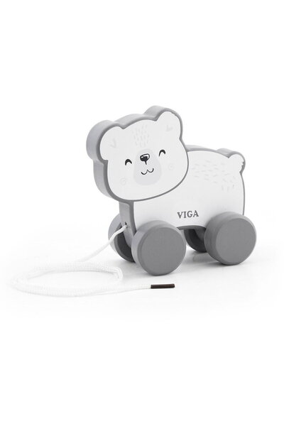 Viga Jucărie de lemn cu fir, urs polar