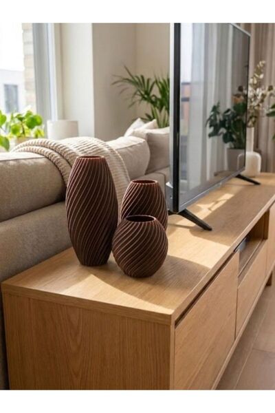 Leerybee Set de 3 vaze decorative pentru interior Imprimare 3D 8-13-18 CM