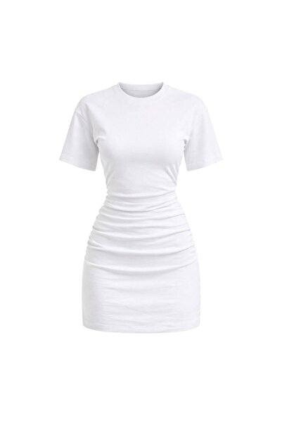 Foola Moda Waist-Fit Gathered Mini Dress - Şık ve Rahat