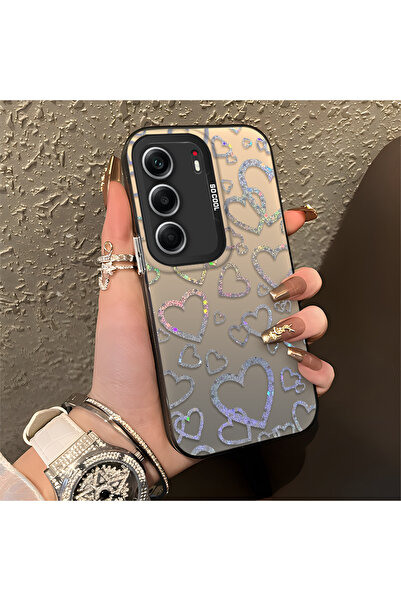 Tecno Camon 40 Compatible Heart Patterned Silicone Edge Hard Back Anti Fall Phone Case