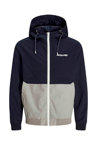 Jack & Jones Jjerush Hood Bomber Noos Μαύρο - Λευκό - Γκρι Ανδρικό Παλτό 1220...