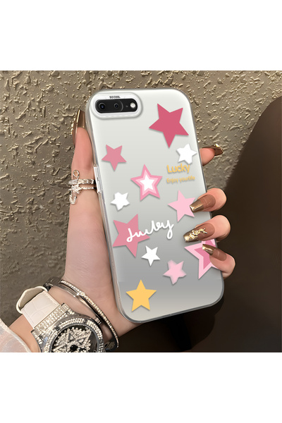 Hontinga iPhone 8 Plus Compatible Colorful Stars Silicone Edge Hard Back Anti...