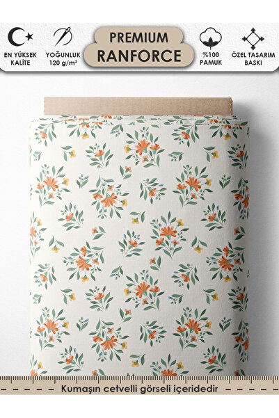 FabricsTown %100 Pamuk Ranforce Kumaş 100x240 cm 120 g/m² Dijital Baskı Premi...