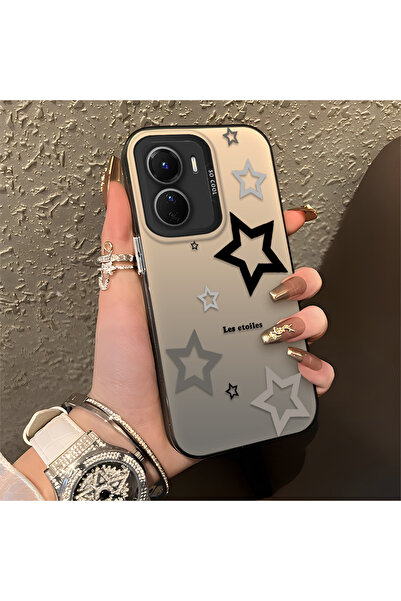 Vivo Y16 Compatible Stars Patterned Silicone Edge Hard Back Anti Fall Phone Case
