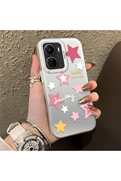 Hontinga Vivo Y16 Compatible Colorful Stars Silicone Edge Hard Back Anti-Fall...