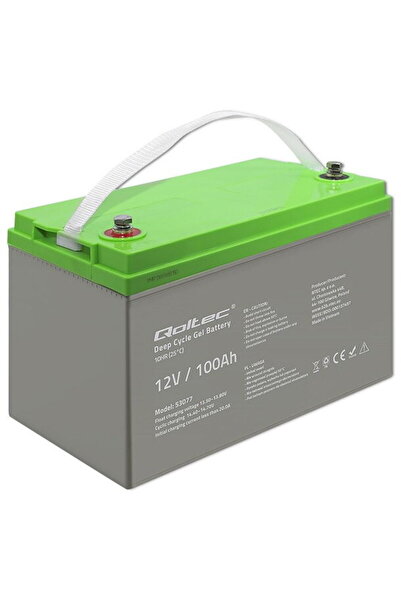 Qoltec Baterie cu gel 53077 cu ciclu profund | 12V | 100Ah | 30,5kg