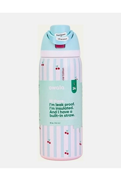 Alvora Owala 32 oz (946 ml) Double Wall Steel D Patterned Thermos with Lockin...