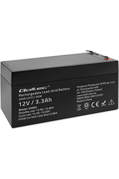 Qoltec AGM battery 12V 3.3Ah, max. 49.5A