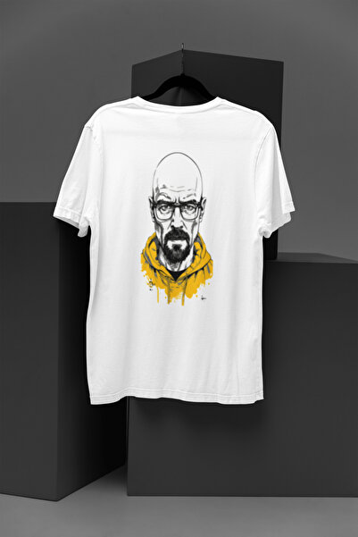 MG تي شيرت قطني برقبة دائرية مطبوع عليه W.WHITE DIZI CHARACTER مقاس قطن ERSIZ...