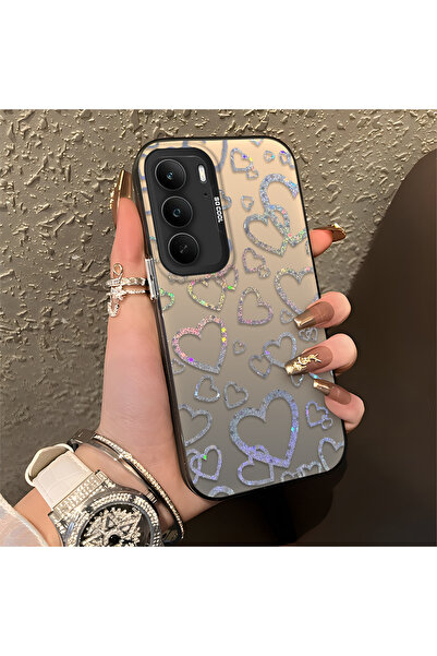 Hontinga حافظة هاتف Realme 14x متوافقة مع Heart منقوش مصنوعة من السيليكون ومض...