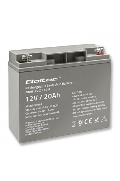 Qoltec AGM battery 12V 20Ah, max. 300A