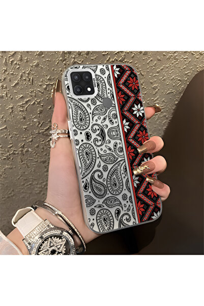 Hontinga حافظة هاتف OPPO A15S متوافقة مع سجادة كليم منقوش من السيليكون ذات حا...