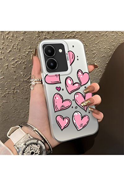 Hontinga Vivo Y36 Compatible Silicone Edge Hard Back Anti-Fall Phone Case Hea...