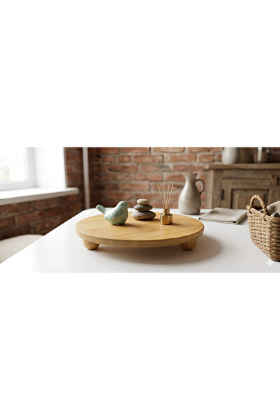 Emek Ahşap & Aksesuar Yuvarlak bambu sunum tahtası 24.5 cm
