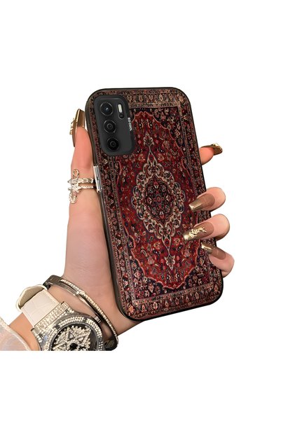 CHICASELUX Rug Patterned Silicone Edge Hard Back Phone Cover Case Compatible with Oppo A16