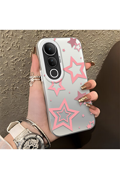 Hontinga Vivo V50 Lite Compatible Stars Patterned Silicone Phone Case Edge Ha...