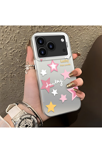 Hontinga iPhone 17 Pro Compatible Colorful Stars Silicone Edge Hard Back Anti...