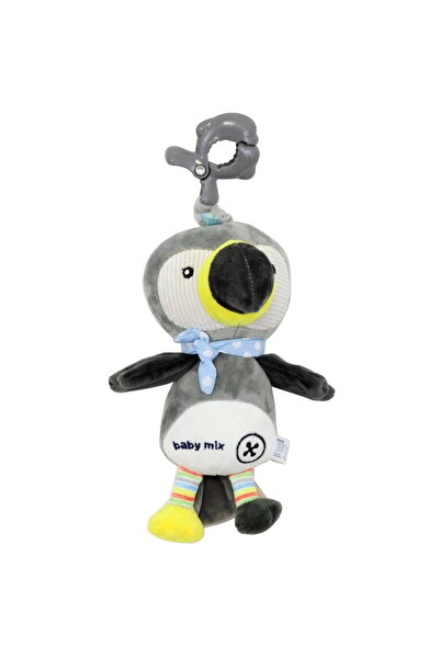 Babymix Jucărie de pluș Baby Mix Tukan gri cu mașinărie și clemă