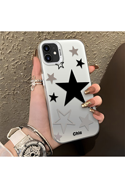 Hontinga iPhone 12 Mini Compatible Stars Patterned Silicone Phone Case Edge H...