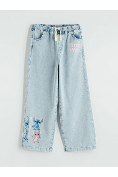 LC Waikiki Lcw kids blue wideleg stitch Printed girl's jean pants