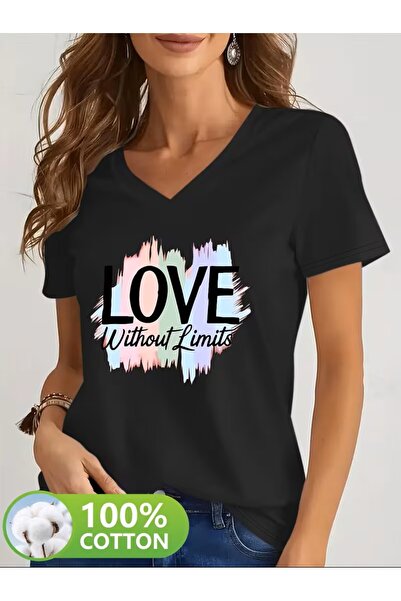 yombaa με τύπωμα T-shirt, κοντομάνικο με λαιμόκοψη σε σχήμα V, καθημερινό τοπ...