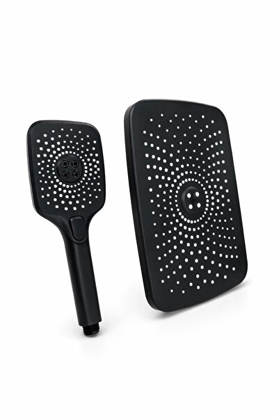 İSAOĞLU YAPI Siyah Duş Başlığı ve El Duşu Seti Bütün Duş Sistemlerine Uygun B...