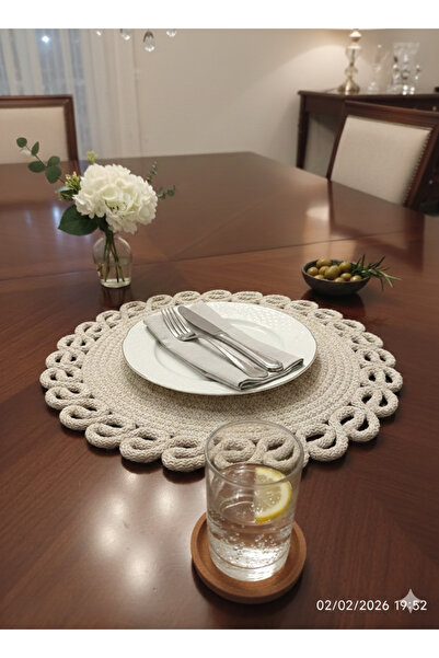 AZR HOME DESİGN Natural Jute Rope Handmade 6 Pieces Supla Serving Decor