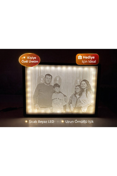 3Dikili design Kişiye Özel LED Işıklı Fotoğraf Çerçevesi – Dekoratif Gece Lam...
