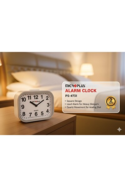 Micro Plus ساعة منبه Microplus بتصميم مربع أنيق، صوت منبه مرتفع ومؤشر تناظري ...