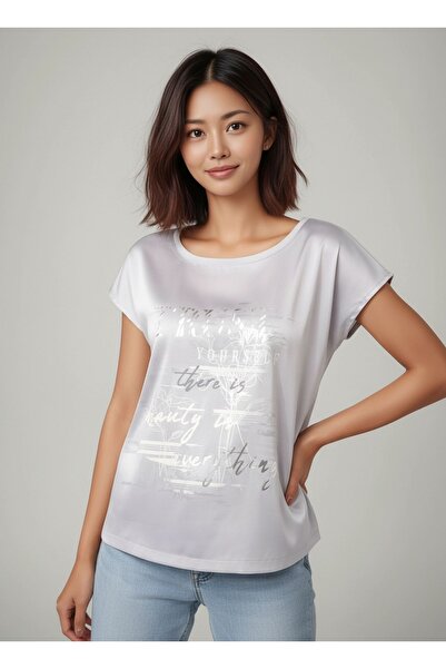 MAMAYAGA Women's Crew Neck Satin Viscose Short Sleeve Sports Stylish Patterne...